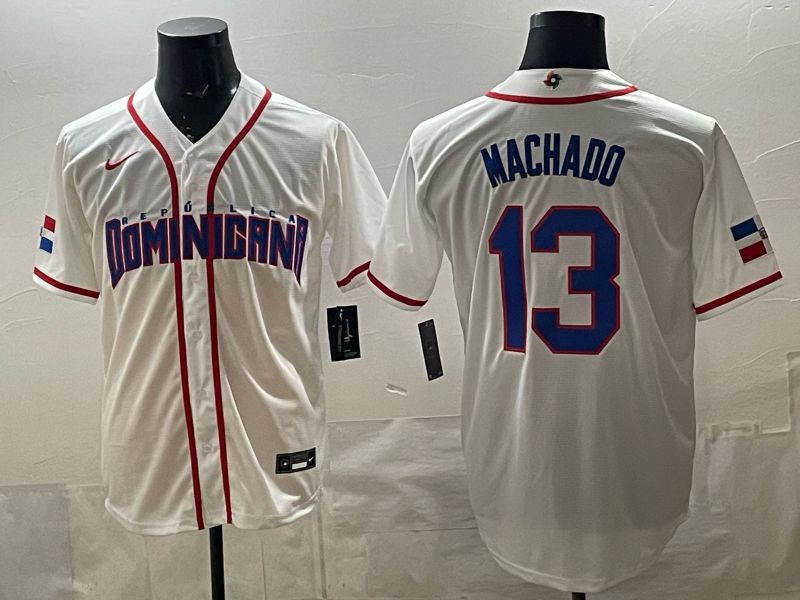 Men 2026 World Cub #13 Machado White Game Nike MLB Jersey style 001->->MLB Jersey